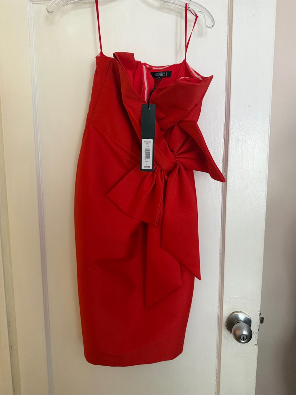 Badgley Mischka Tomato Red Strapless Dress